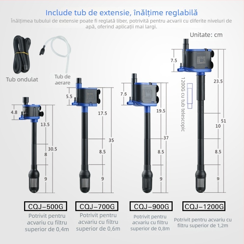 Sensen pompă submersibilă pentru acvariu 3 în 1, cu filtrare și aerare