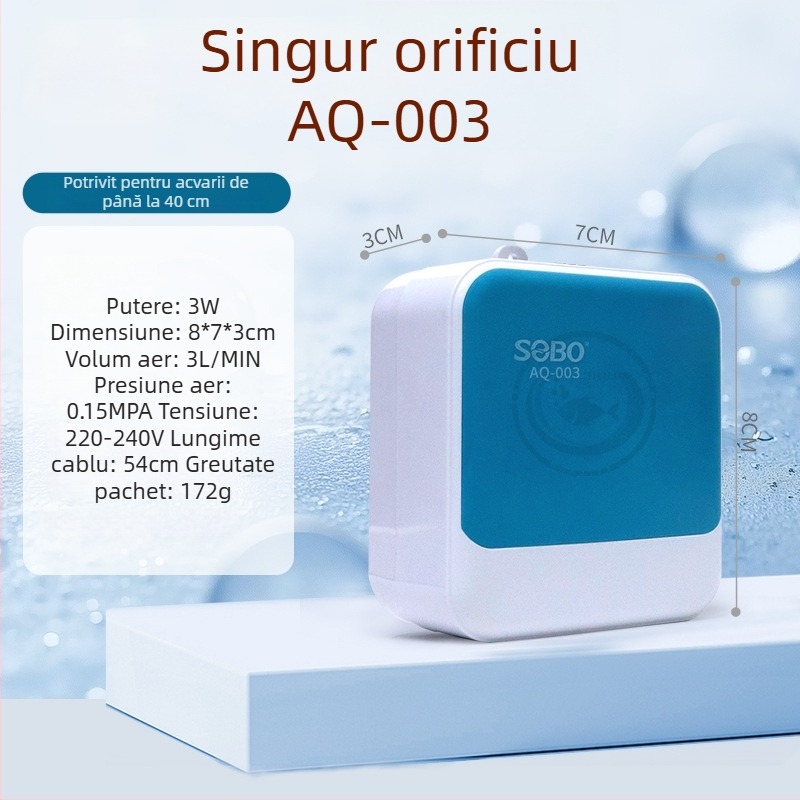 Oxigenator pentru acvariu, pompă de oxigen compactă, foarte silențioasă pentru uz casnic