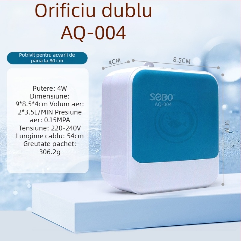 Oxigenator pentru acvariu, pompă de oxigen compactă, foarte silențioasă pentru uz casnic