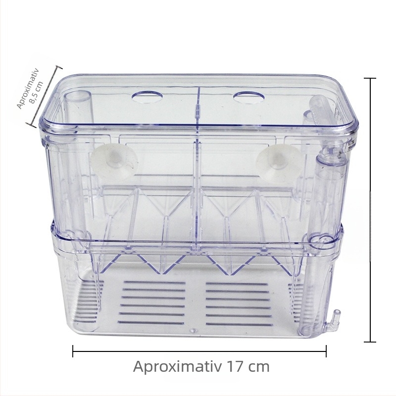 Cutie izolatoare acrilică pentru acvariu, destinată reproducției guppyilor — incubator pneumatic pentru fertilizare și cameră de creștere pentru puieți