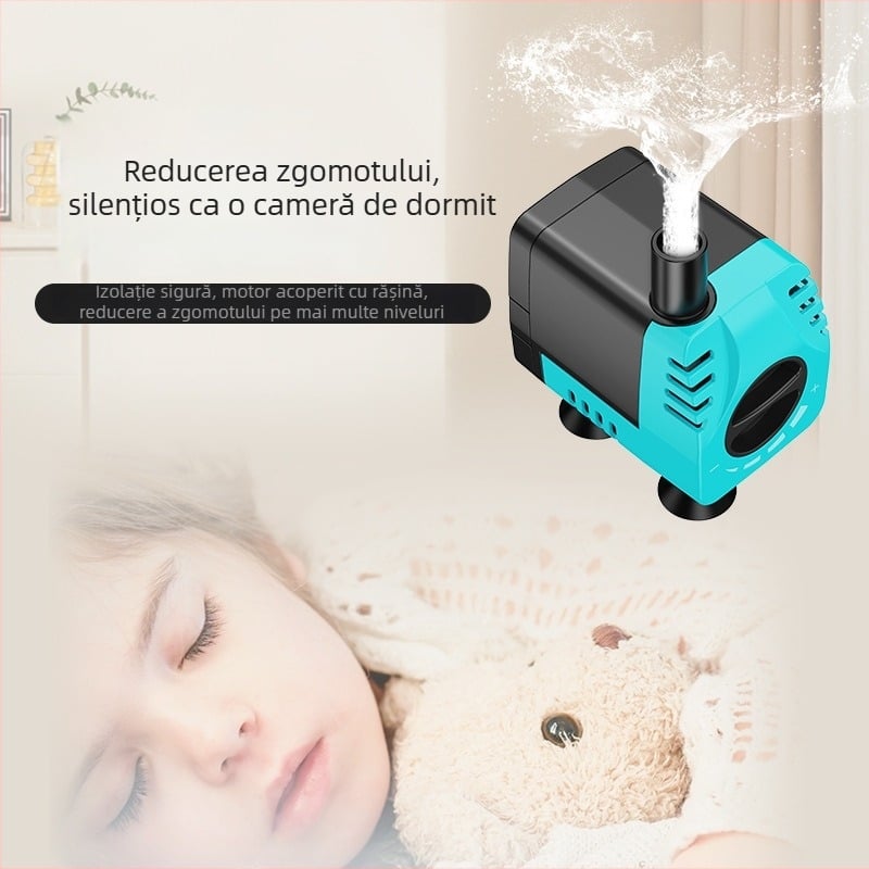 Pompă submersibilă pentru acvariu, filtru silențios pentru circulație și schimburi de apă mici