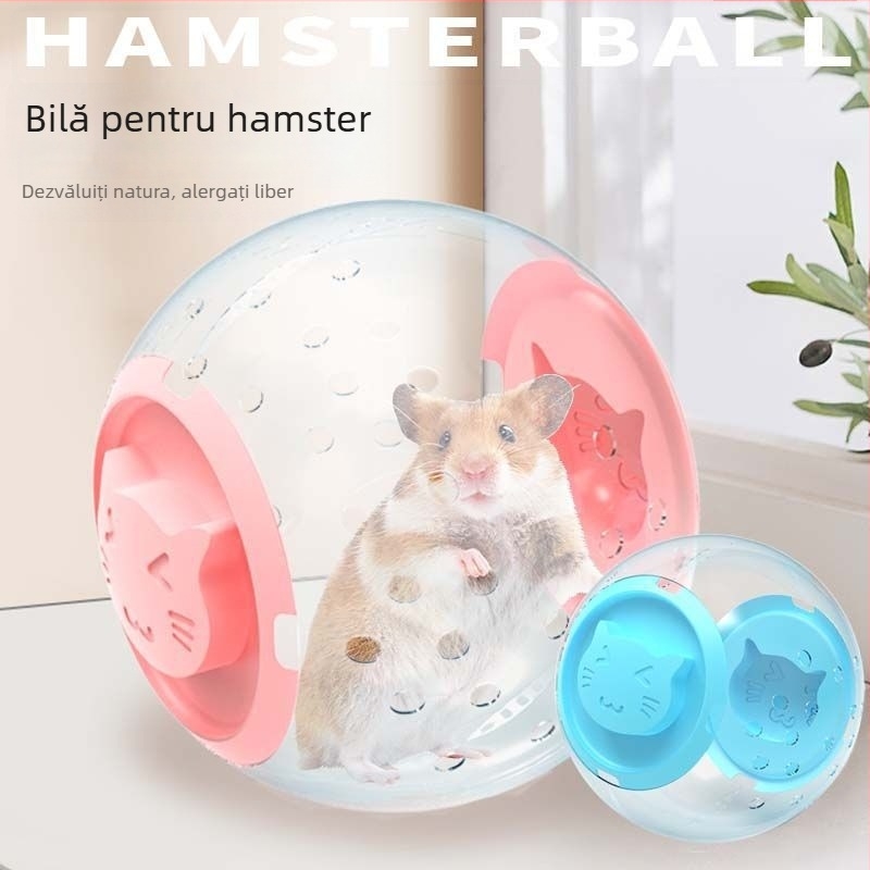 Set pentru hamster: minge de alergat și roată, accesorii de decor și cușcă portabilă
