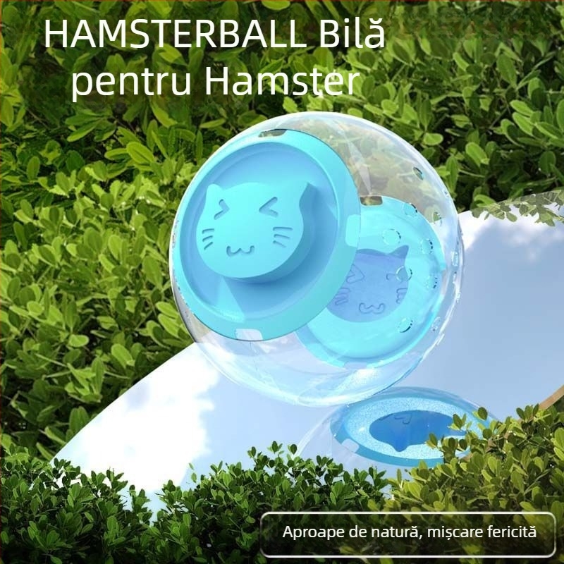 Set pentru hamster: minge de alergat și roată, accesorii de decor și cușcă portabilă