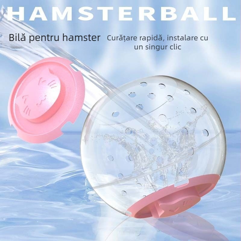 Set pentru hamster: minge de alergat și roată, accesorii de decor și cușcă portabilă