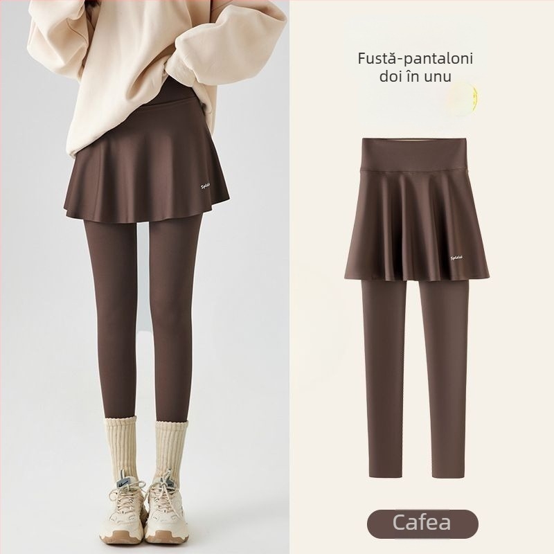 Colanți Sharkskin cu design fals de două părți, colanți sport pentru femei, primăvară-vară, acoperire modestă pentru alergare, fitness, badminton și yoga (mărime plus).