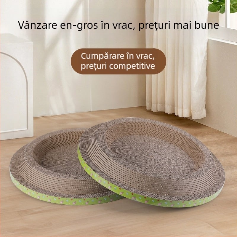 Placă dublă de zgâriere pentru pisici cu cuib, carton ondulat gros, jucărie integrată și placă de zgâriere