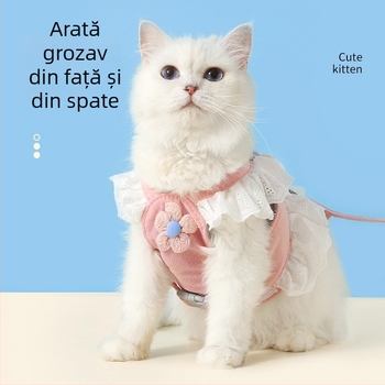 Set hamă și lesă pentru pisici cu model floral, haine pentru pisici și câini, accesorii pentru plimbări cu puiuți