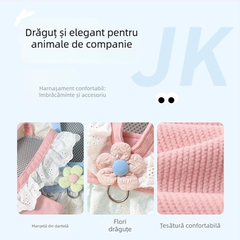 Set hamă și lesă pentru pisici cu model floral, haine pentru pisici și câini, accesorii pentru plimbări cu puiuți