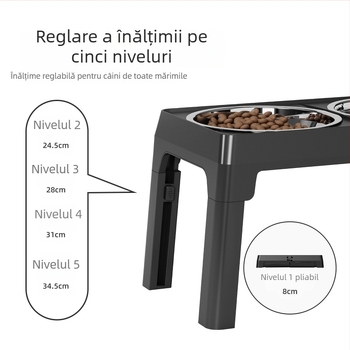 Bol din oțel inoxidabil, înălțat, pentru câini mari, anti-rasturnare la hrănire