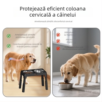 Bol din oțel inoxidabil, înălțat, pentru câini mari, anti-rasturnare la hrănire