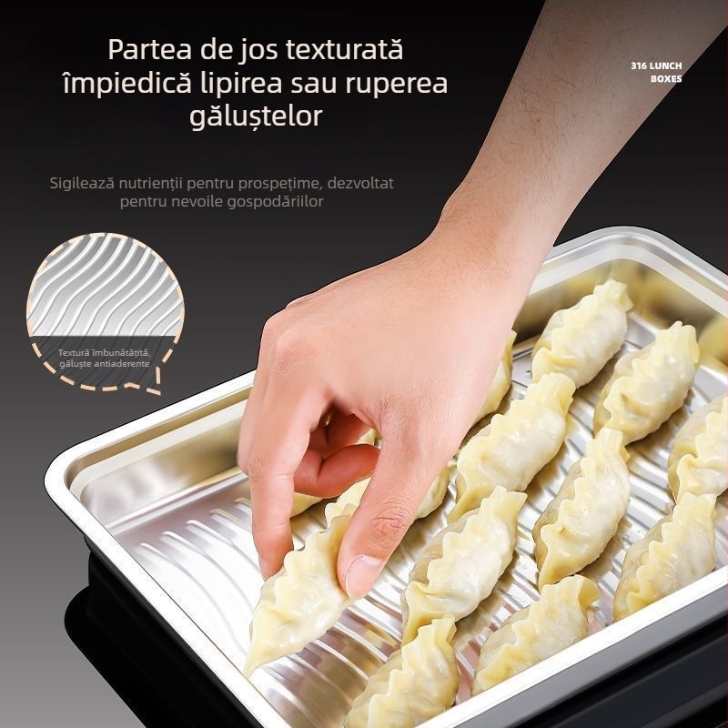 Cutie de depozitare din oțel inoxidabil 316 pentru găluște, cu capac, recipient multifuncțional pentru frigider/congelator, etanșare robustă