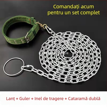 Lesă anti-mușcături pentru câine, lanț rezistent la ruginire, lanț pentru câine și zgardă