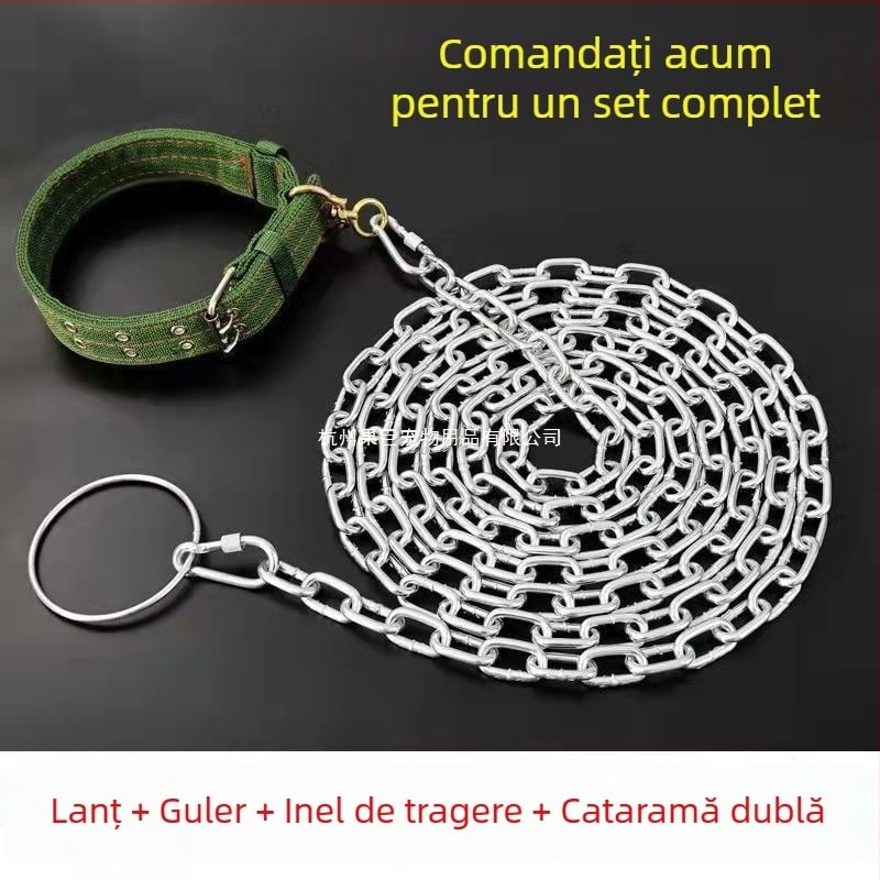 Lesă anti-mușcături pentru câine, lanț rezistent la ruginire, lanț pentru câine și zgardă