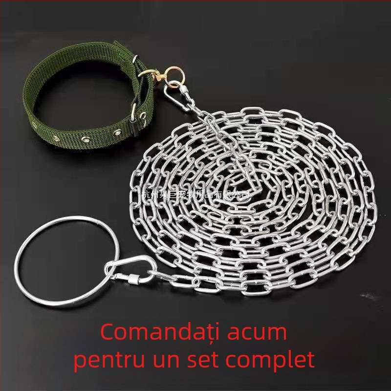 Lesă anti-mușcături pentru câine, lanț rezistent la ruginire, lanț pentru câine și zgardă
