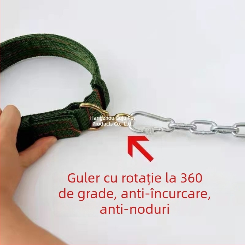 Lesă anti-mușcături pentru câine, lanț rezistent la ruginire, lanț pentru câine și zgardă