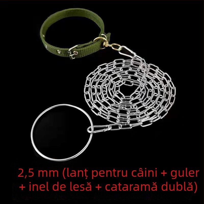 Lesă anti-mușcături pentru câine, lanț rezistent la ruginire, lanț pentru câine și zgardă
