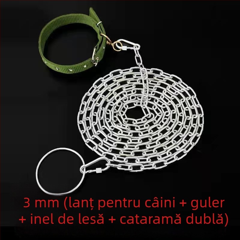 Lesă anti-mușcături pentru câine, lanț rezistent la ruginire, lanț pentru câine și zgardă