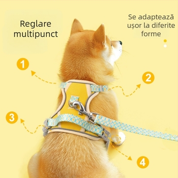 Ham de câine în formă de I pentru câini de talie medie și mare, design anti-evadare pentru plimbări