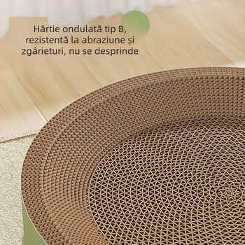 Zgârietor circular pentru pisici cu dispozitiv de îngrijire a unghiilor, placă groasă din carton ondulat, cușcă pentru lăbuțe, integrat și canapea anti-zgârieturi