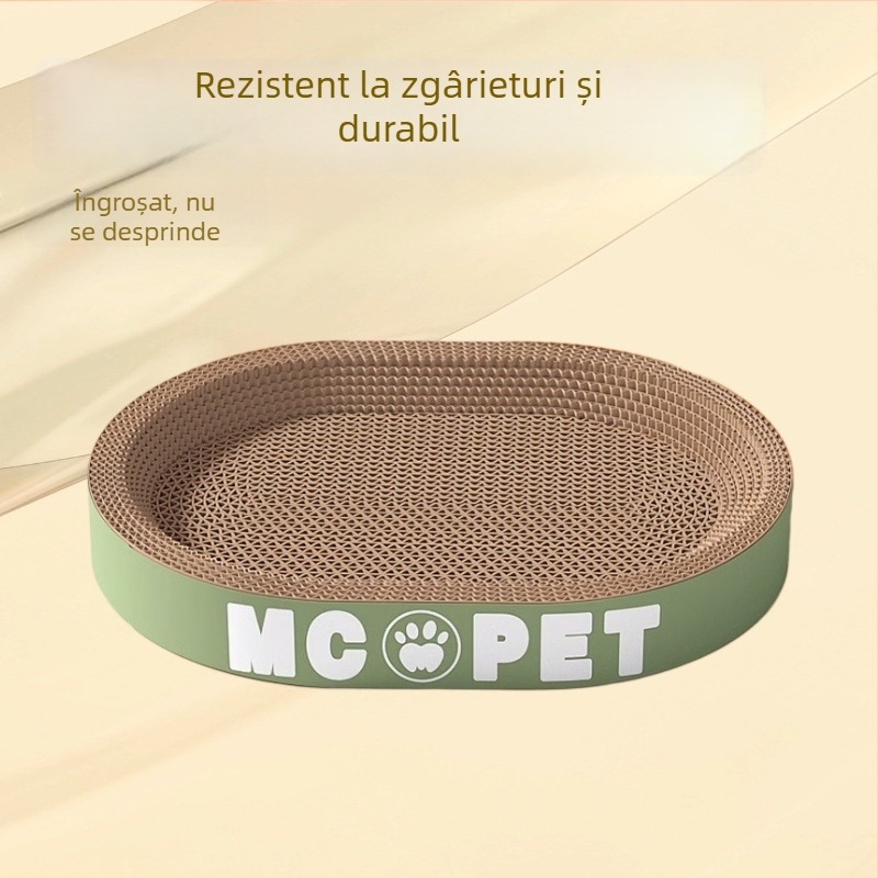 Zgârietor circular pentru pisici cu dispozitiv de îngrijire a unghiilor, placă groasă din carton ondulat, cușcă pentru lăbuțe, integrat și canapea anti-zgârieturi