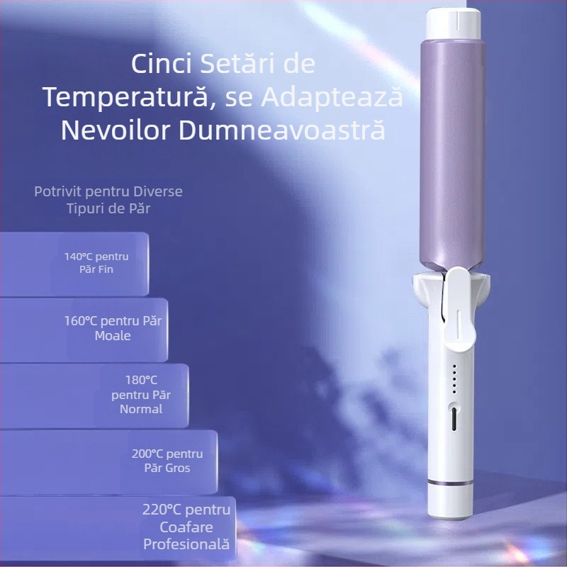 Ondulator de păr cu diametrul 40 mm, clemă internă pentru bucle mari în valuri, bucle pufoase în formă de ou, instrument de styling ușor de folosit