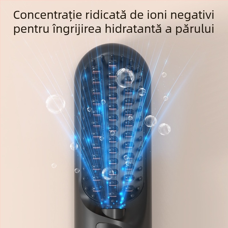 Pieptene fără fir cu ioni negativi pentru îndreptare și bucle, mini dispozitiv portabil de îngrijire a părului uscat
