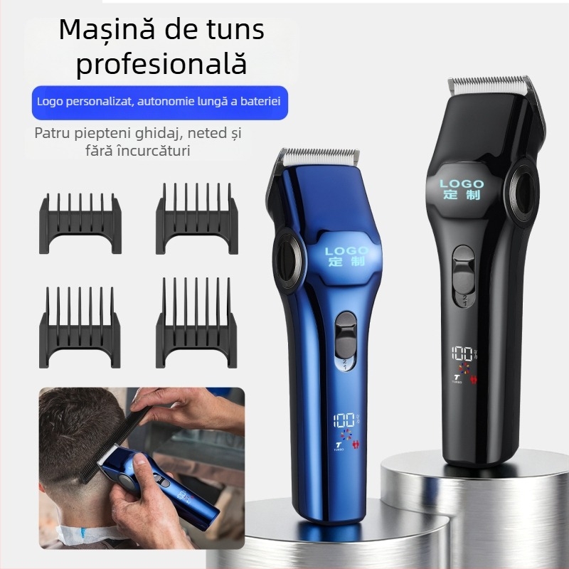 Clipper profesionist pentru păr cu lamă din oțel inoxidabil, trimmer electric pentru bărbați, cliper puternic cu afișaj digital, motor fără perii
