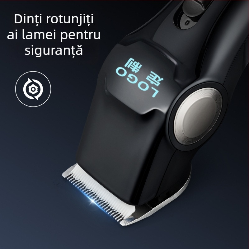 Clipper profesionist pentru păr cu lamă din oțel inoxidabil, trimmer electric pentru bărbați, cliper puternic cu afișaj digital, motor fără perii