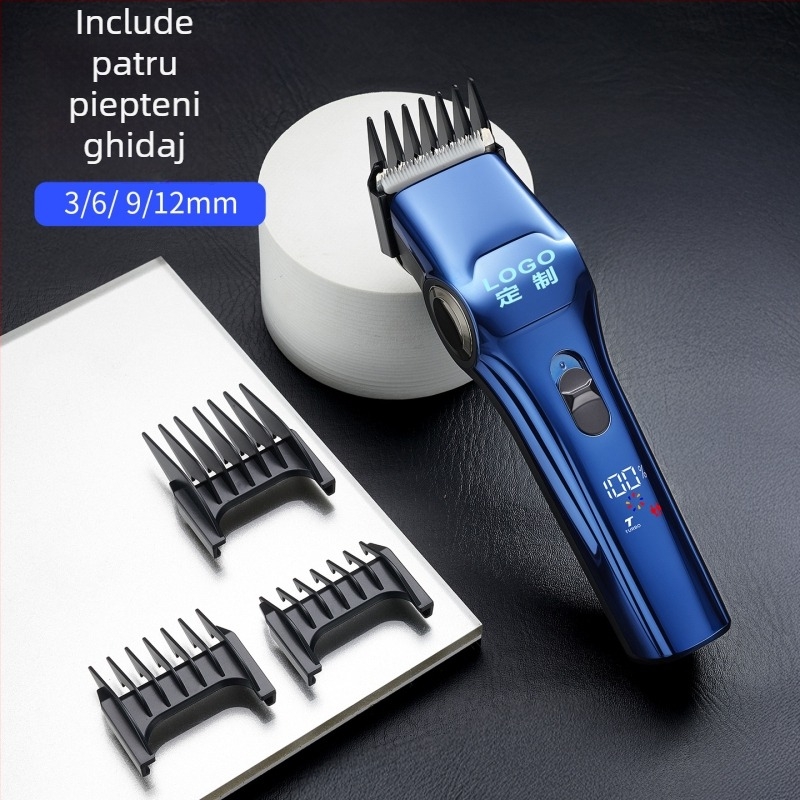 Clipper profesionist pentru păr cu lamă din oțel inoxidabil, trimmer electric pentru bărbați, cliper puternic cu afișaj digital, motor fără perii