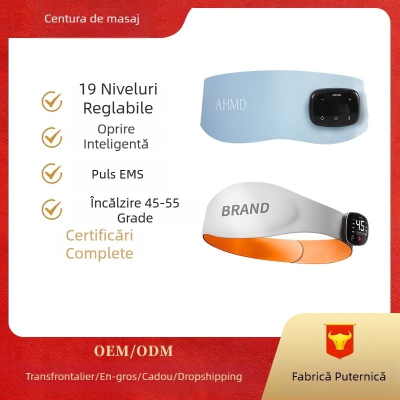 Centură de masaj încălzitoare, reîncărcabilă, cu terapie magnetică pentru talie și abdomen – compresie termică, terapie pulsată, portabilă