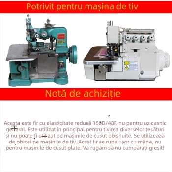 Fir de cusut poliester 150D cu elasticitate redusă, fir elastic 500 g, fir pentru overlock și tiv pentru textile de casă