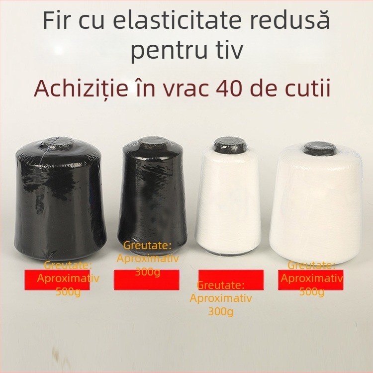 Fir de cusut poliester 150D cu elasticitate redusă, fir elastic 500 g, fir pentru overlock și tiv pentru textile de casă