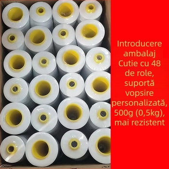 Ață de cusut din poliester, 500 g, negru și alb, pentru mașini de cusut, fir fin
