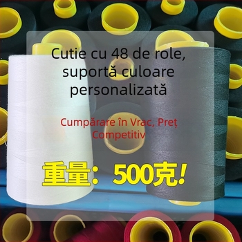 Ață de cusut din poliester, 500 g, negru și alb, pentru mașini de cusut, fir fin