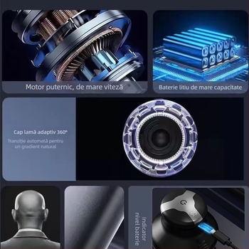Foarfece electric de păr pentru bărbați, uz casnic, reîncărcabil, complet lavabil pentru corp, lamă din oțel inoxidabil, motor cu perii, baterie încorporată 1200–2000 mAh, design UFO pentru tunsoare