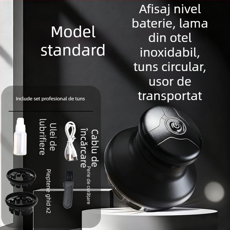 Foarfece electric de păr pentru bărbați, uz casnic, reîncărcabil, complet lavabil pentru corp, lamă din oțel inoxidabil, motor cu perii, baterie încorporată 1200–2000 mAh, design UFO pentru tunsoare