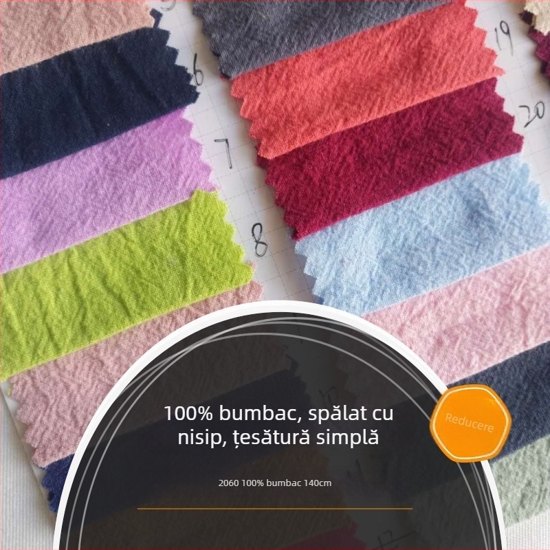 Țesătură 100% bumbac, crep spălat, imitație de in, țesătură țesută, vopsire cu nisip, imprimeu geometric, țesătură Hanfu în stil chinezesc pentru haine de copii
