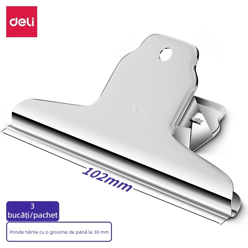 Deli 9532 Clip metalic pentru bilete, cu formă, organizator de documente argintiu, 3 buc., 102 mm