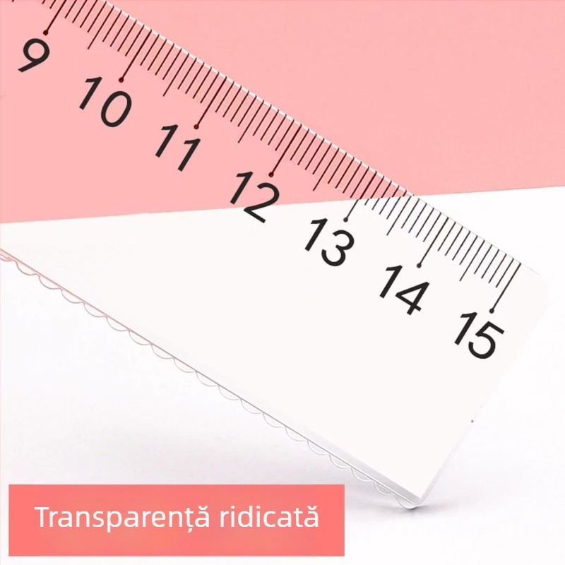 Riglă transparentă pentru elevi cu model ondulat, 15 cm și 20 cm, din plastic, pentru clasa I – măsurare și desen