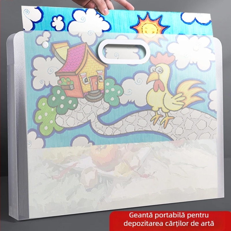 Portofoliu de artă din PP cu husă de depozitare pentru desene, dimensiune A4, finisaj mat, opere 4K/8K