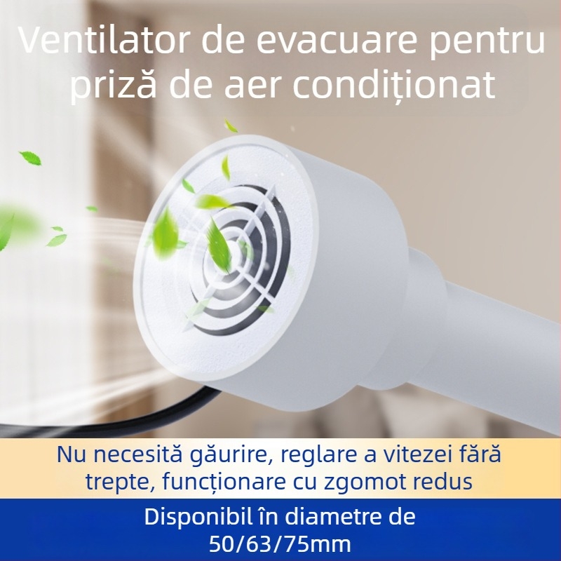 Ventilator de evacuare pentru ventilația aerului condiționat, găuri 75/63/50, dormitor mic, liniștit