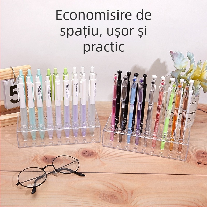 Raft transparent de prezentare pentru pixuri, birou, în stil scară, cu mai multe niveluri, 244×248×183 mm