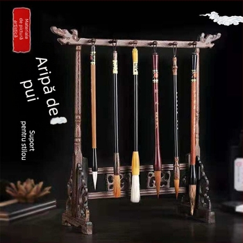 Agățătoare de pix din lemn cu capul de dragon, disponibile în variante: 4-pin (8 cârlige), 6-pin (12 cârlige), 7-pin (14 cârlige) și 8-pin (16 cârlige)