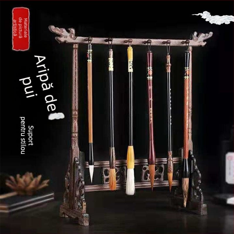 Agățătoare de pix din lemn cu capul de dragon, disponibile în variante: 4-pin (8 cârlige), 6-pin (12 cârlige), 7-pin (14 cârlige) și 8-pin (16 cârlige)