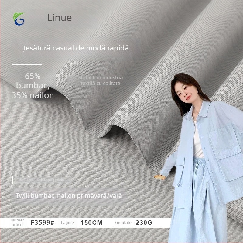 Țesătură din bumbac-nylon, 165 g, primăvară-vară, pentru cămăși feminine și ținute casual