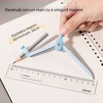 Compas metalic Deli pentru elevi, instrument profesional de desen