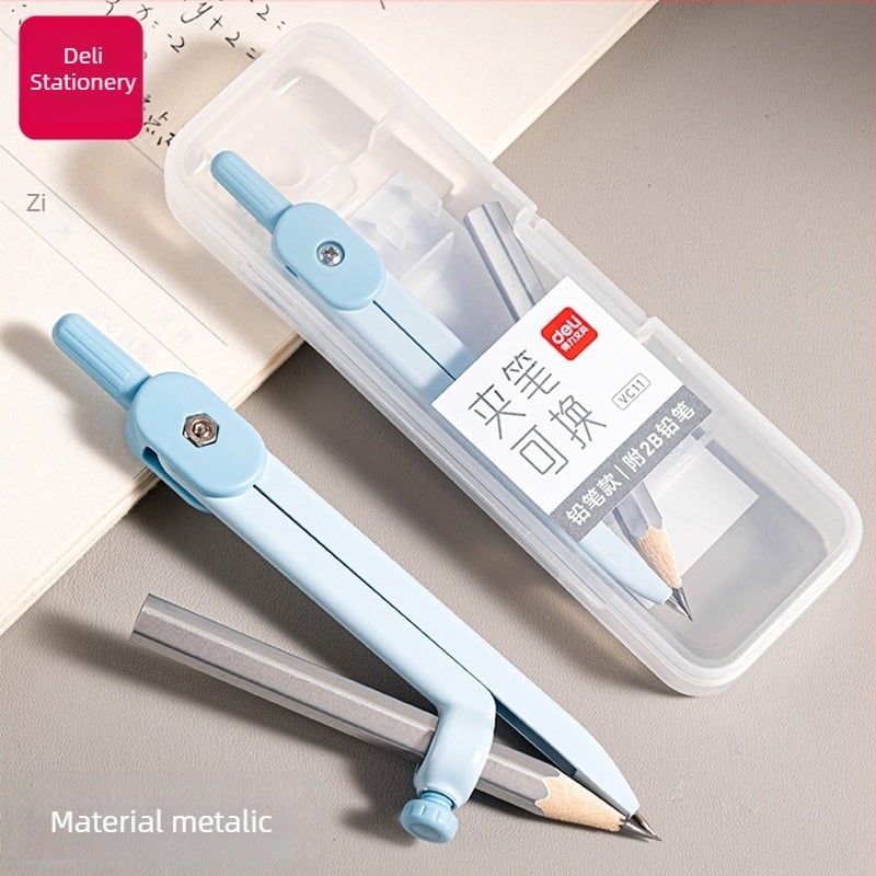 Compas metalic Deli pentru elevi, instrument profesional de desen