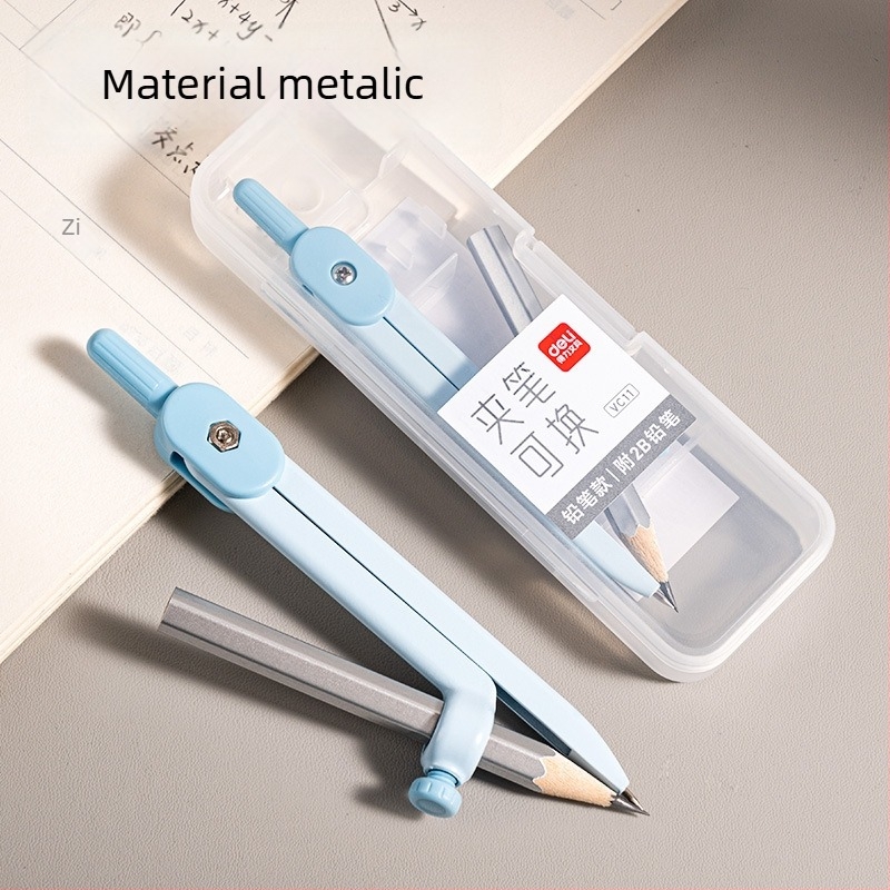 Compas metalic Deli pentru elevi, instrument profesional de desen