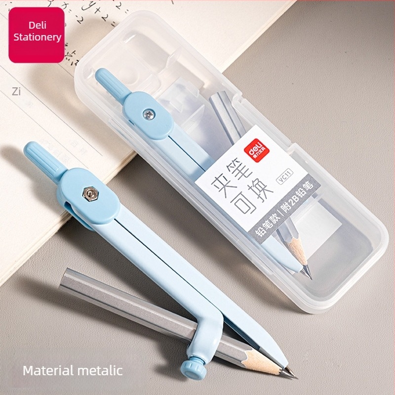 Compas metalic Deli pentru elevi, instrument profesional de desen
