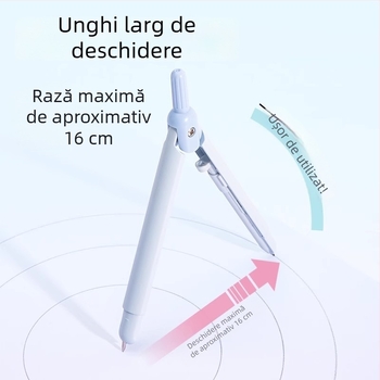 Deli compas metalic, tip stilou, mecanism de eliberare a vârfului, instrument profesional de desen, vârfuri de rezervă pentru geometrie și matematică